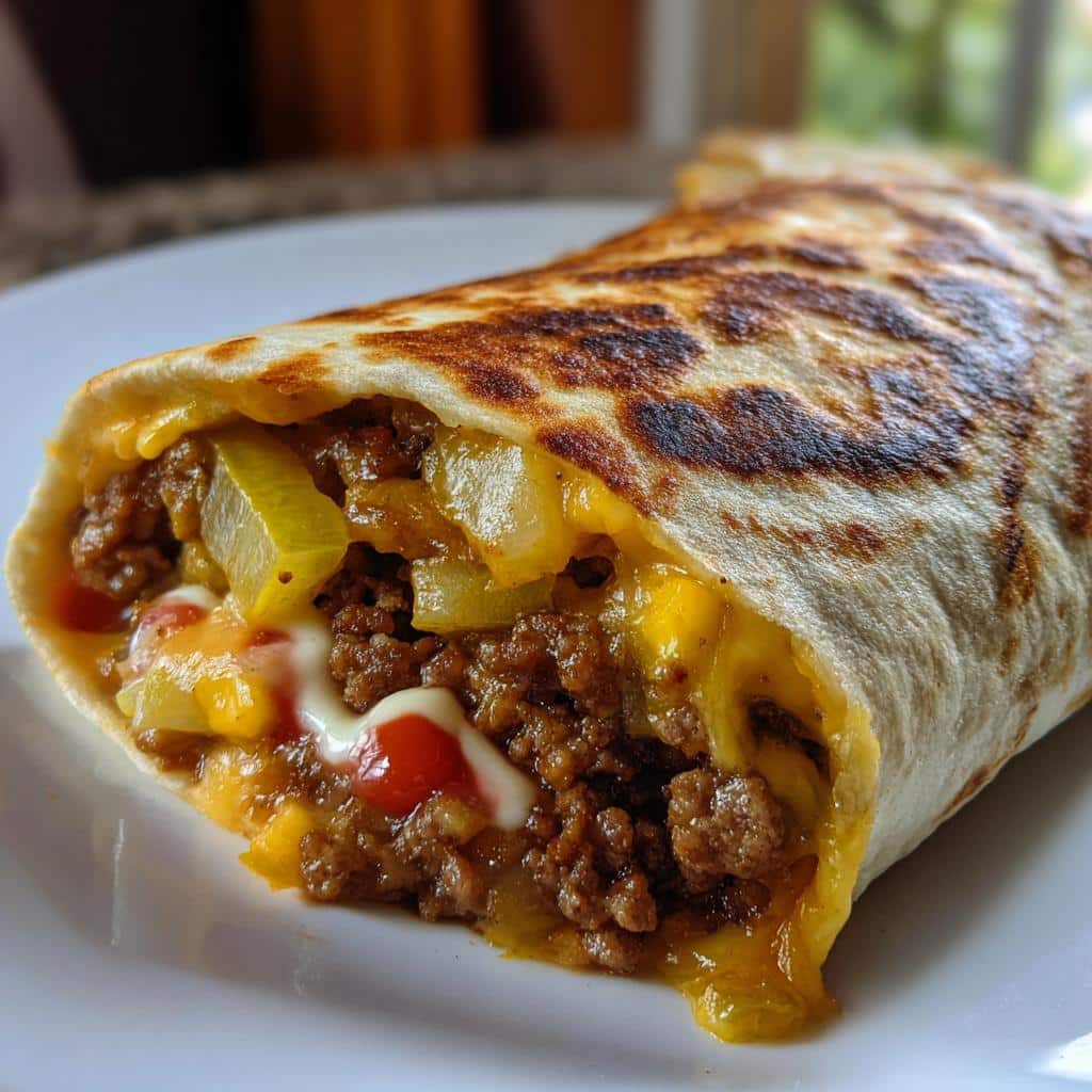 air fryer cheeseburger wraps​ - detail 1