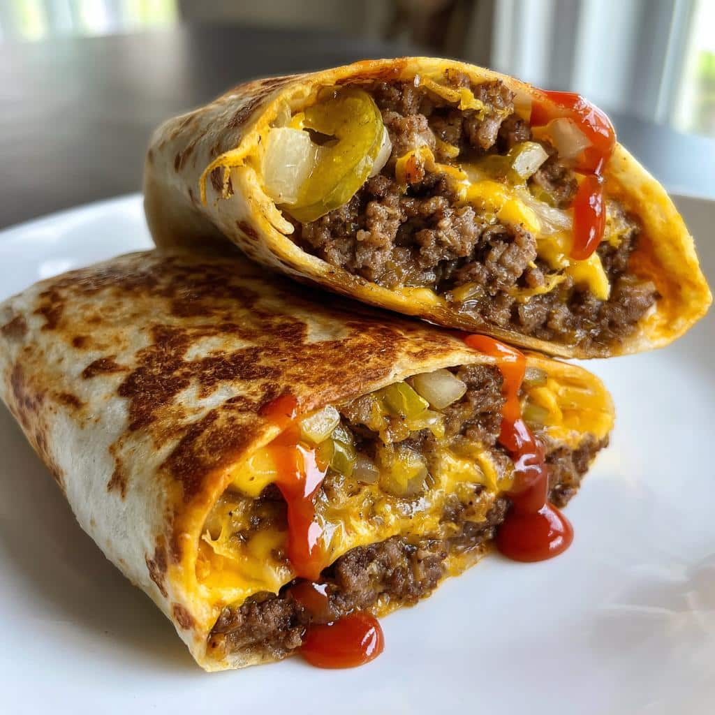 air fryer cheeseburger wraps​
