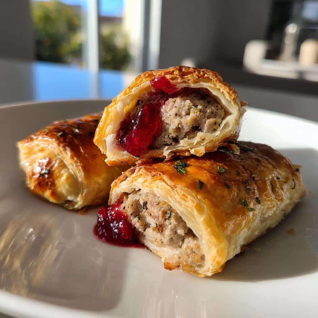 air fryer sausage rolls with stuffing & cranberry​