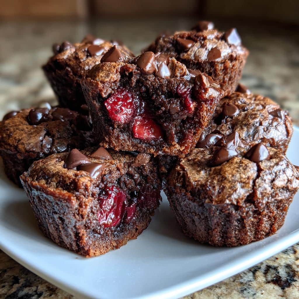 Air Fryer Chocolate Cherry Brownie Bites