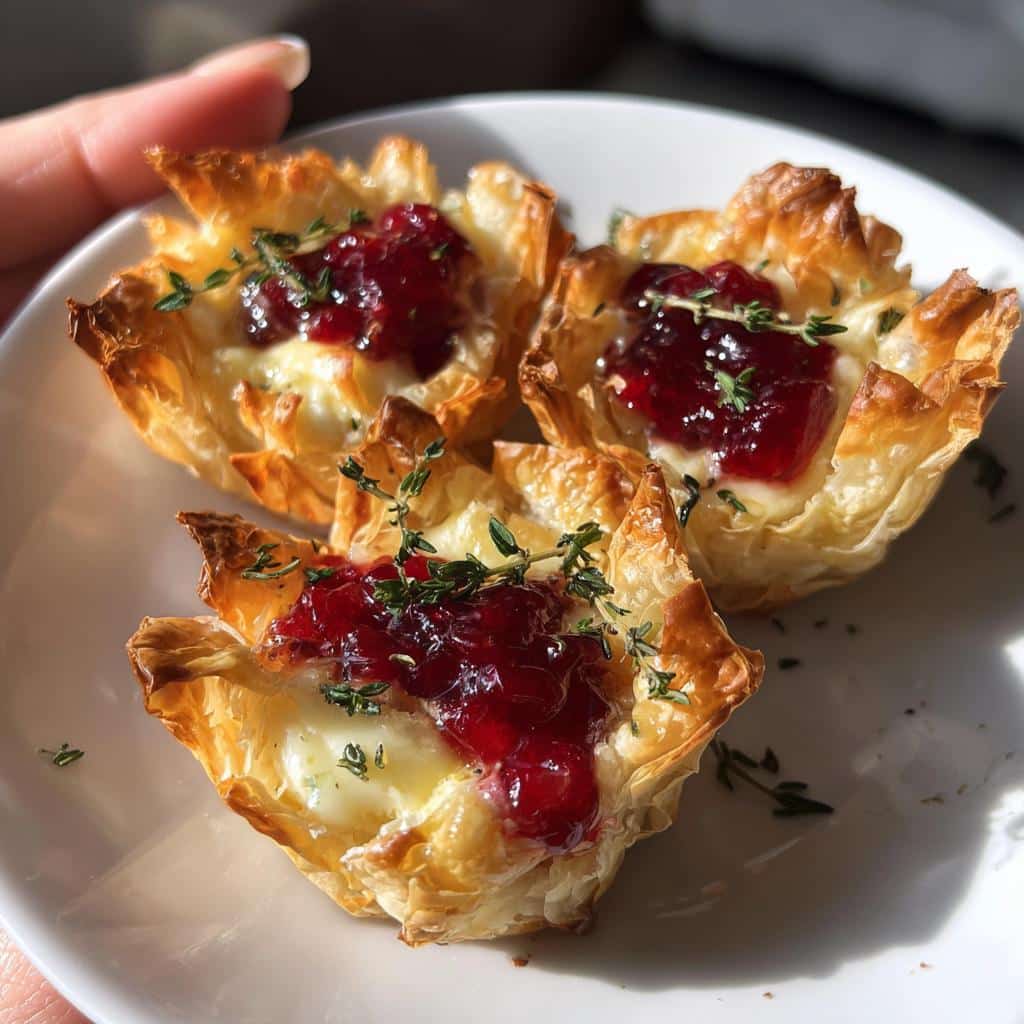 Air Fryer Cranberry Brie Phyllo Cups