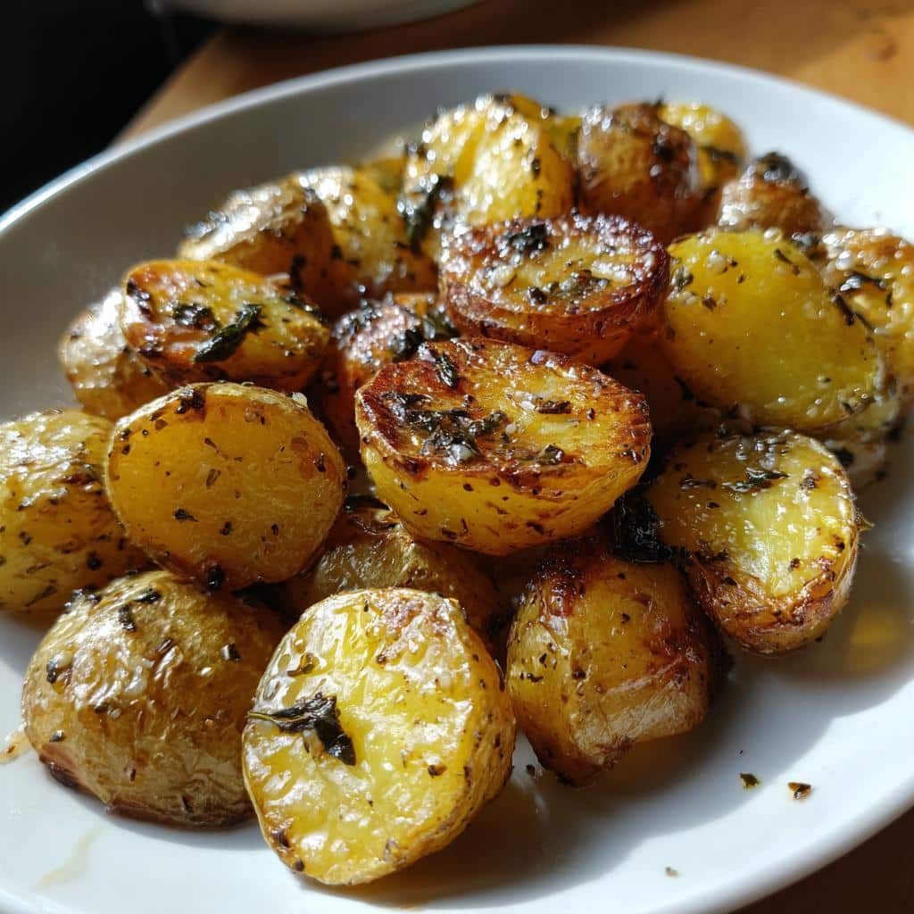 air fryer sage butter roast potatoes - detail 1