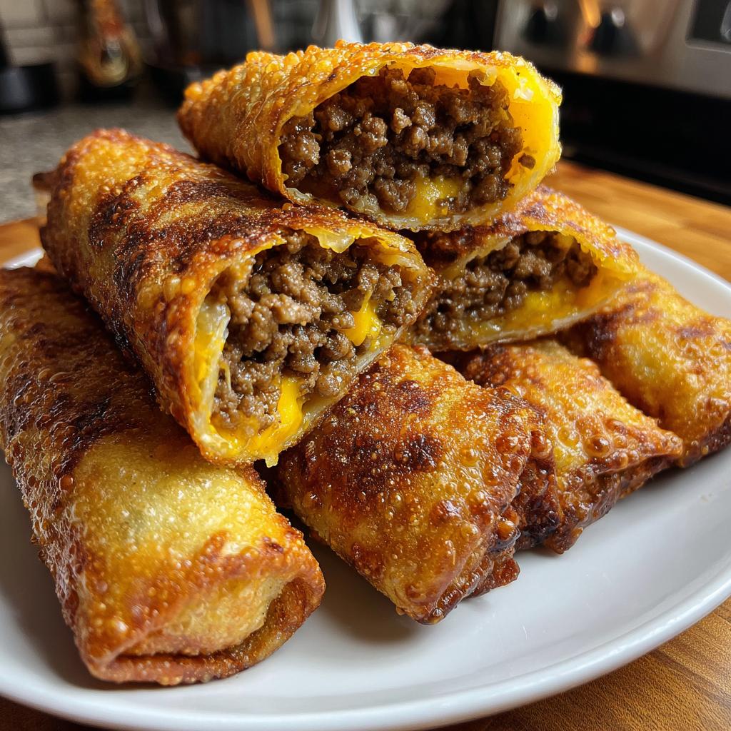 cheeseburger egg rolls air fryer - detail 1
