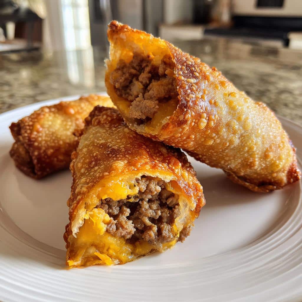 cheeseburger eggrolls air fryer - detail 1