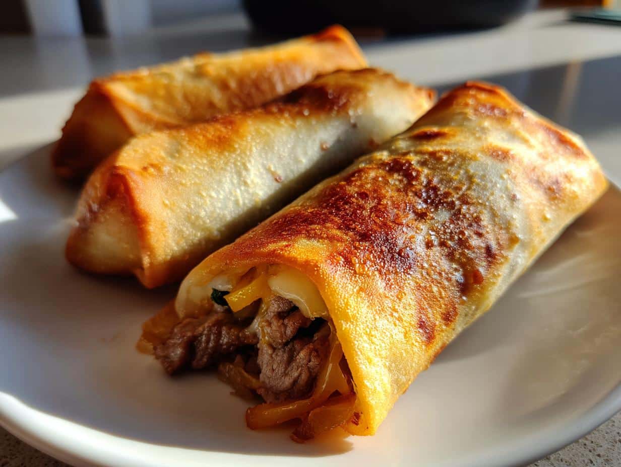 cheesesteak eggrolls air fryer - detail 1