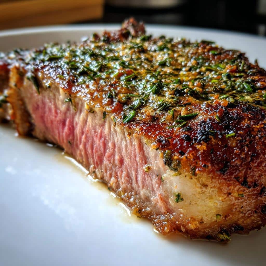 Air Fryer Pan-Seared Steak with Herbs