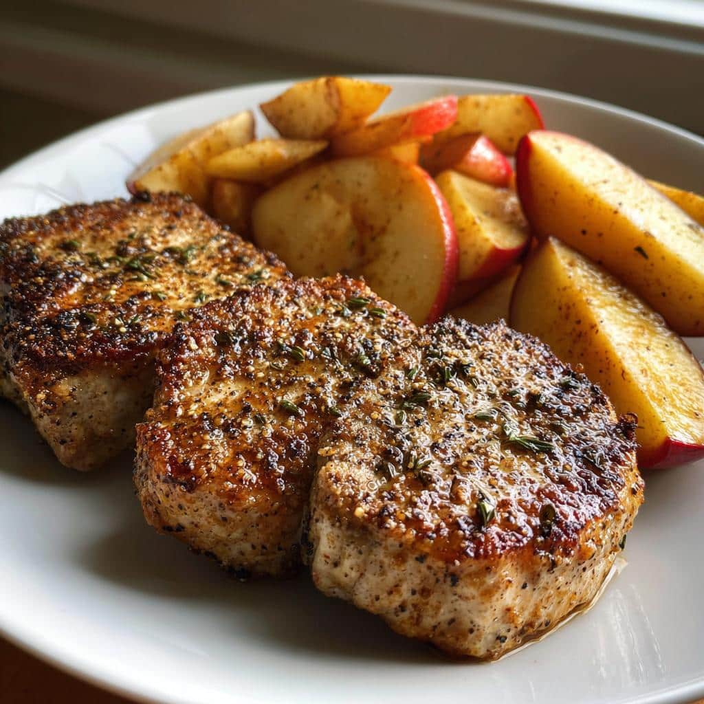 Air Fryer Pork Chops with Apples - detail 1