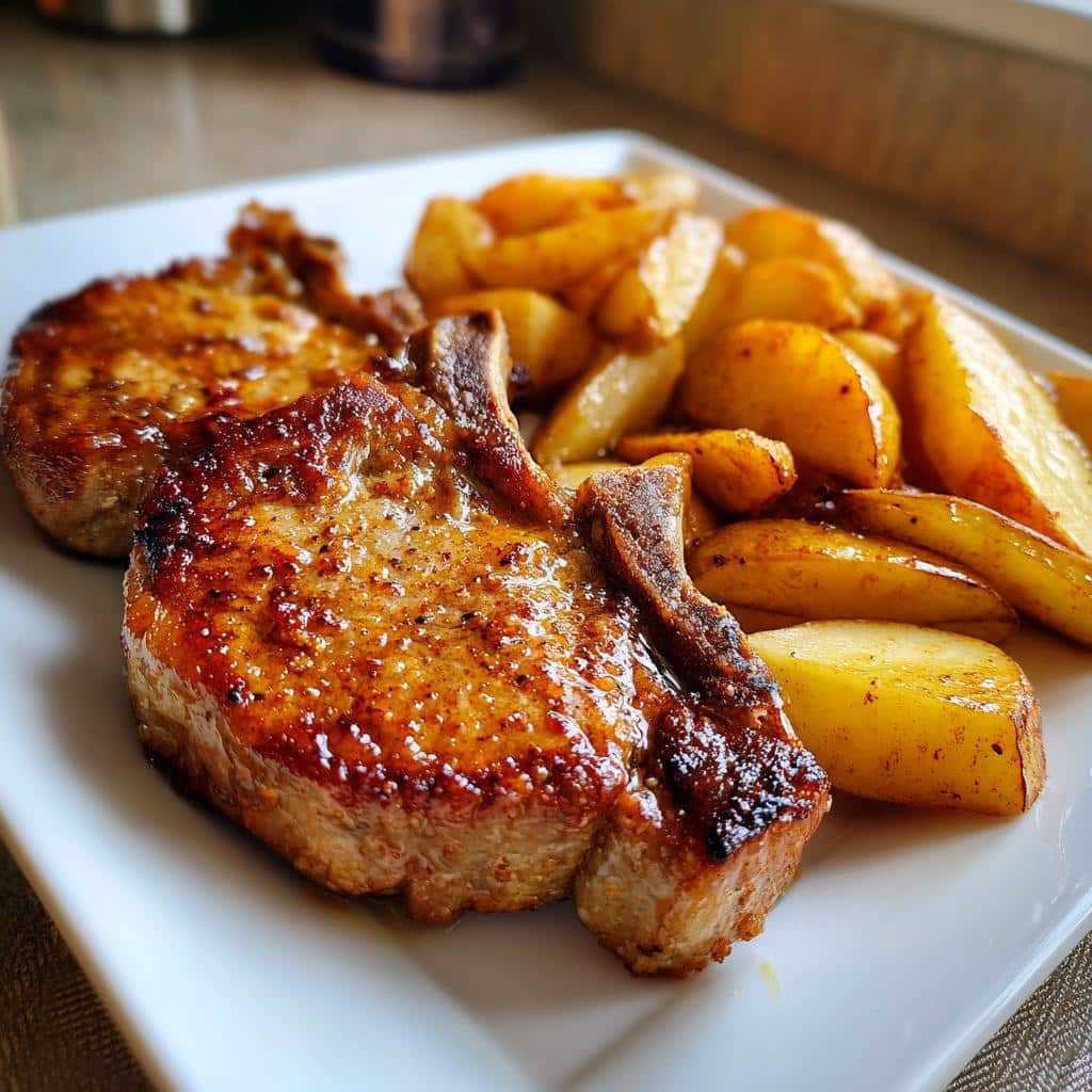 Air Fryer Pork Chops with Apples