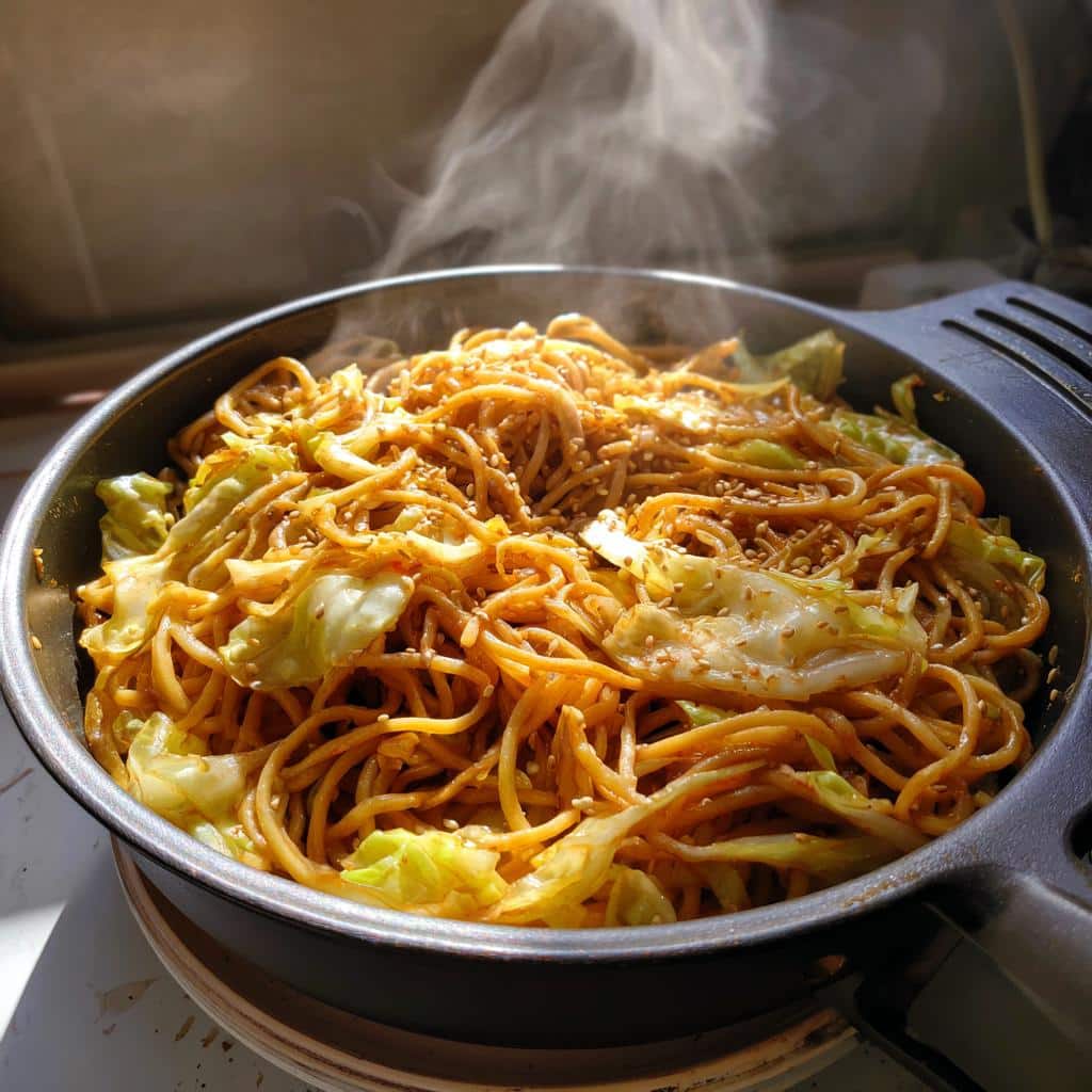 Air Fryer Sesame Cabbage Noodles