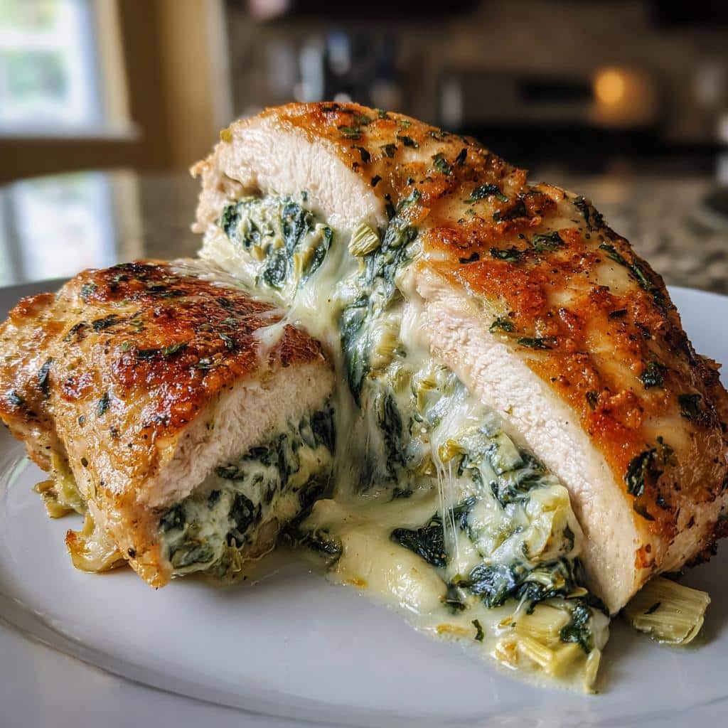 Air Fryer Spinach Artichoke Stuffed Chicken