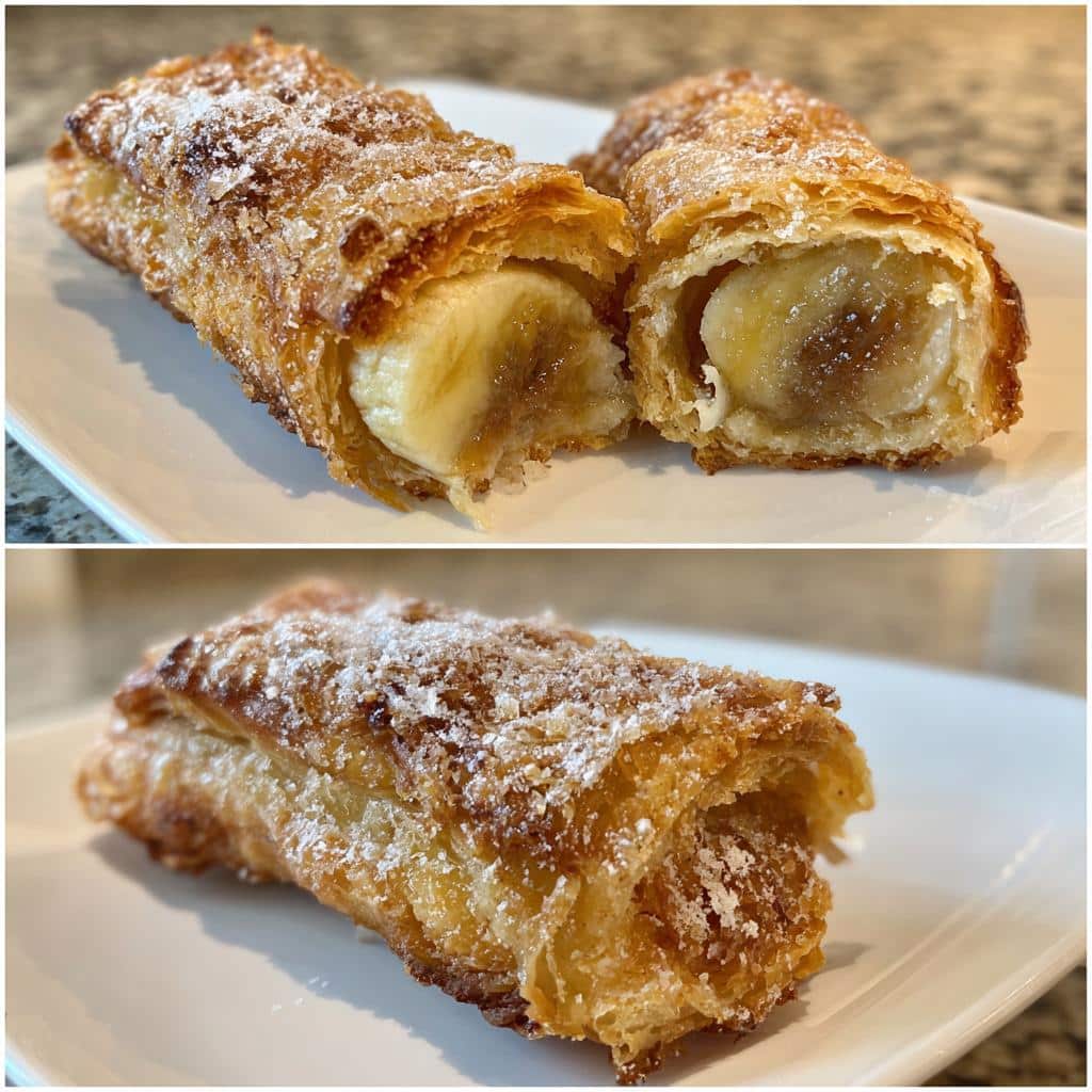 air fryer banana fritters with puff pastry