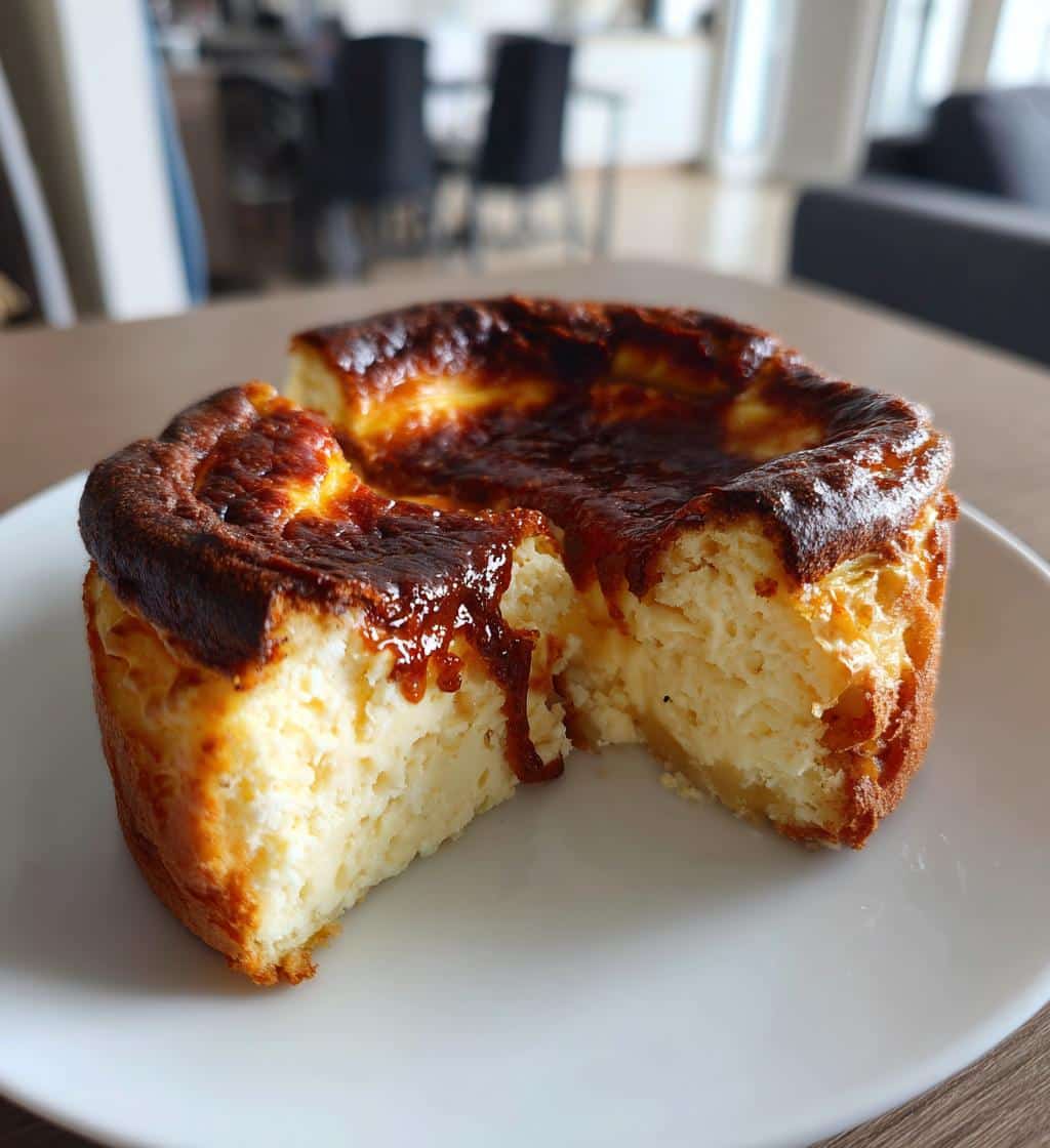 air fryer basque cheesecake with biscuit dough - detail 1