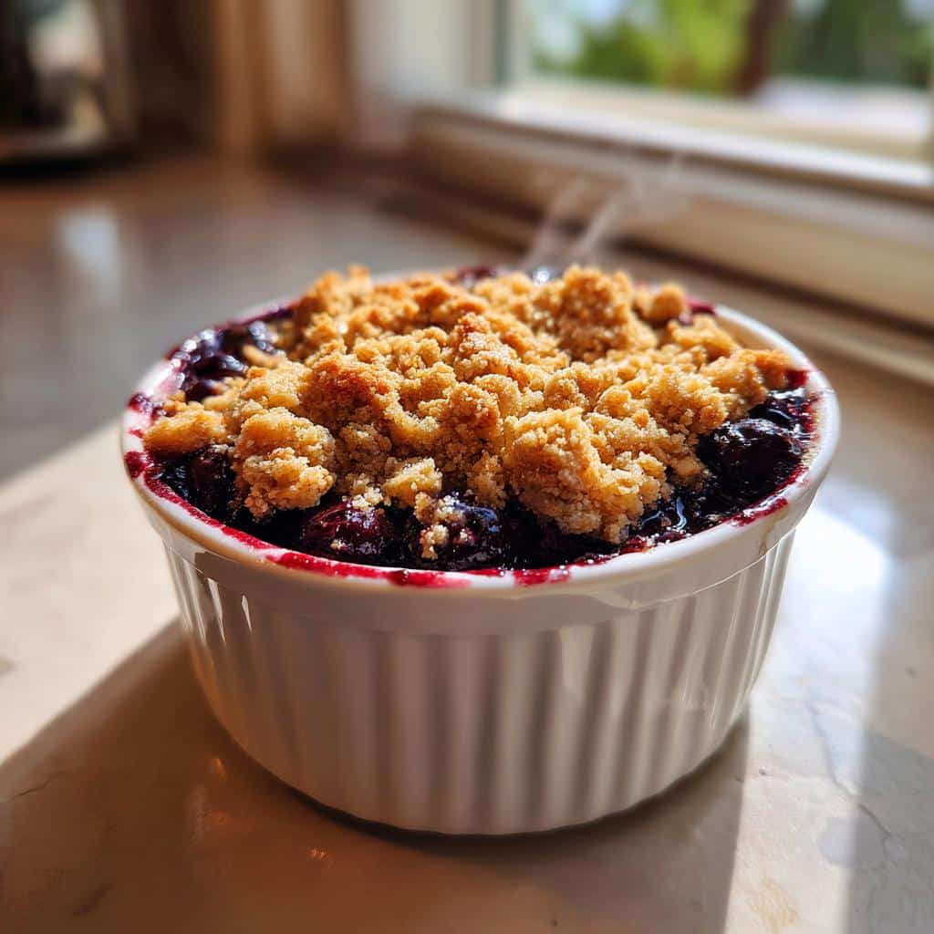 air fryer blueberry crisp 10 minute - detail 1
