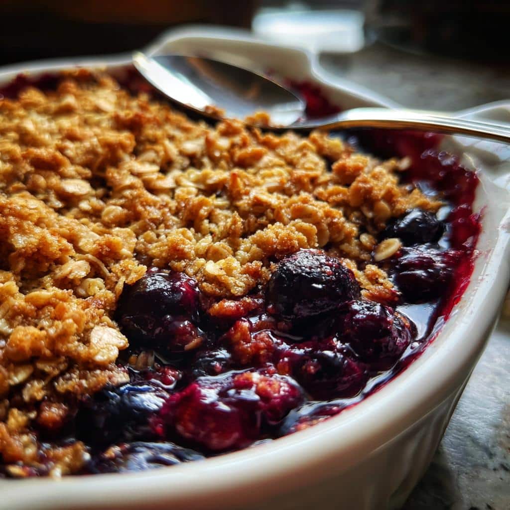 air fryer blueberry crisp comfort food