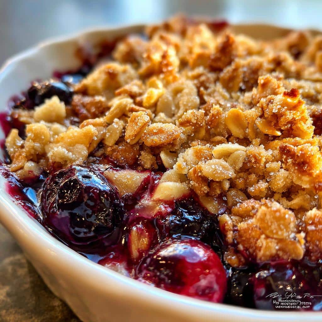 air fryer blueberry crisp easy