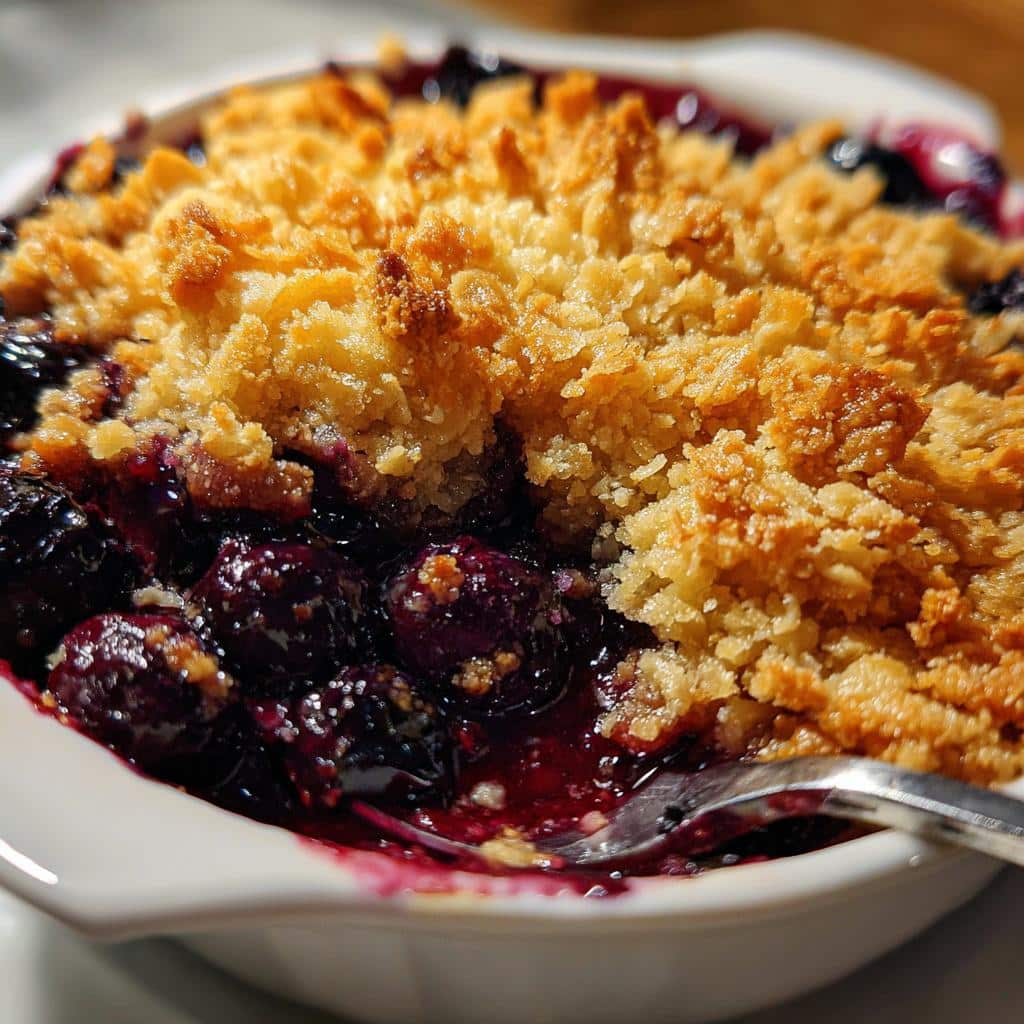 air fryer blueberry crisp gooey - detail 1