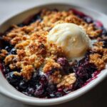 air fryer blueberry crisp gooey