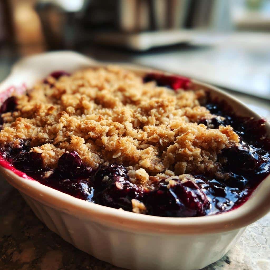 air fryer blueberry crisp winter dessert - detail 1