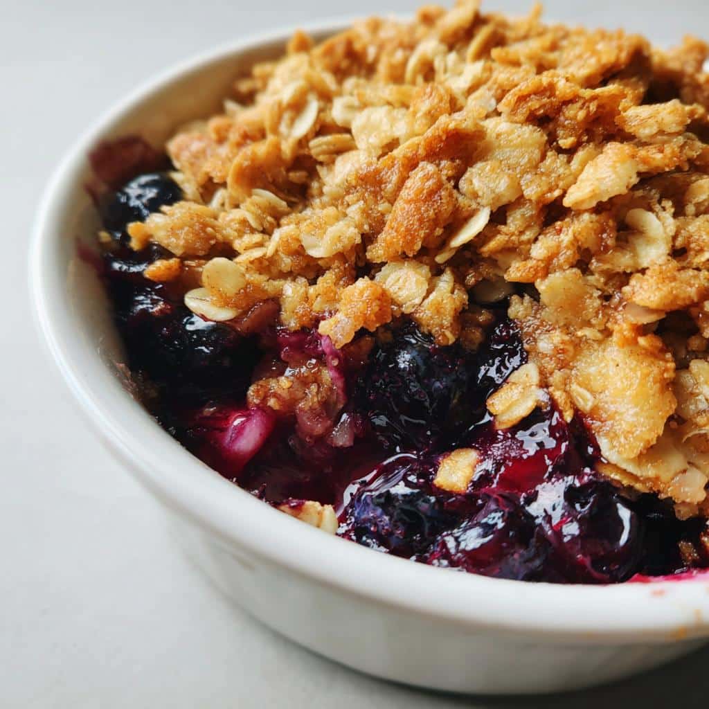 air fryer blueberry crisp with biscuit dough - detail 1