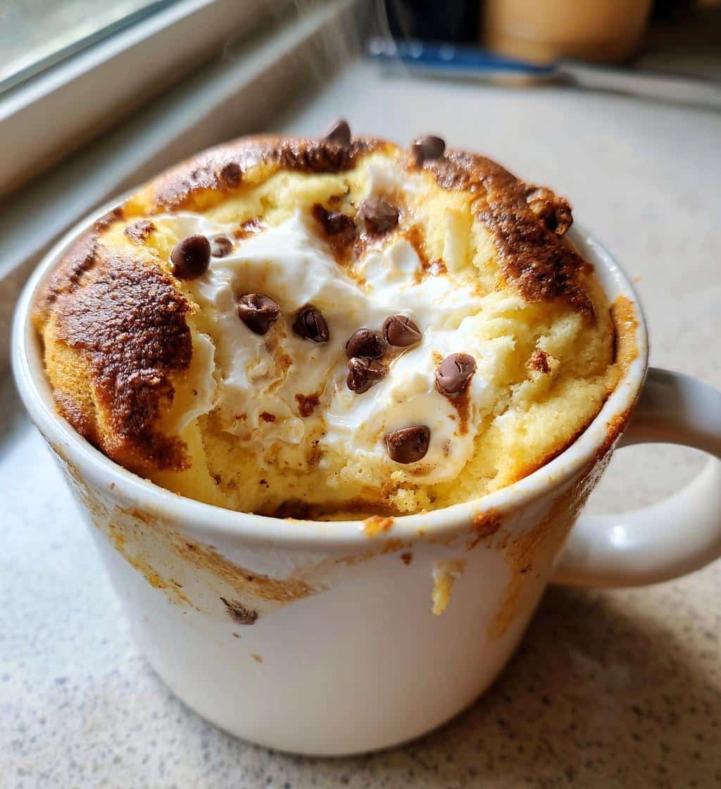 air fryer mug cake with biscuit dough