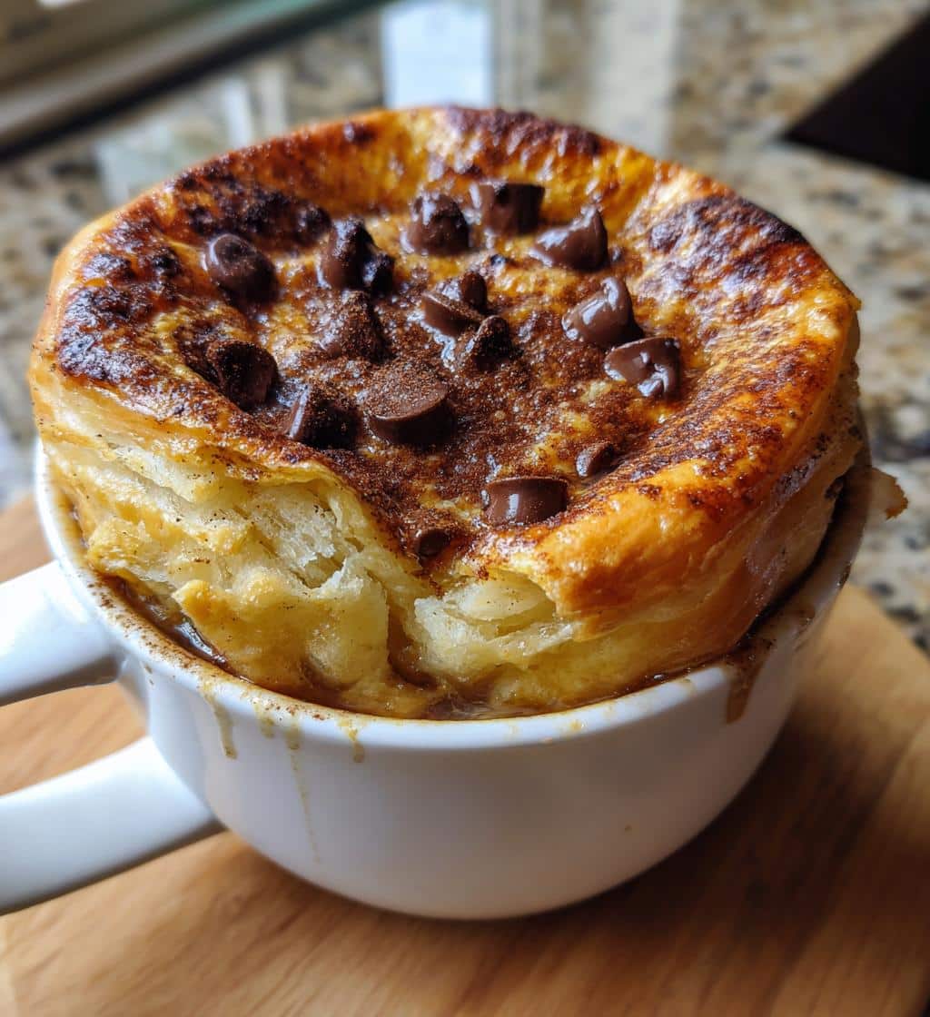 air fryer mug cake with puff pastry