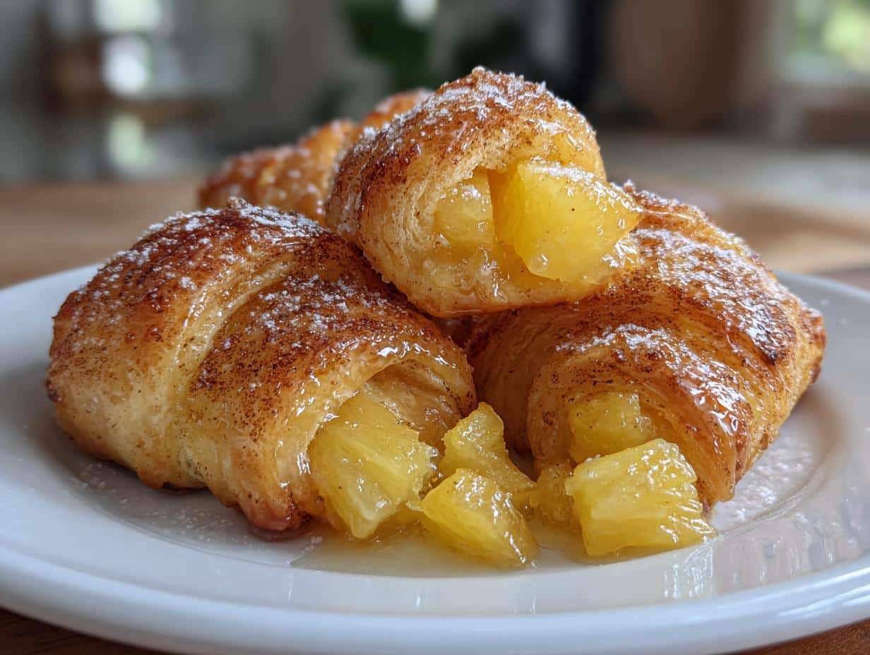 air fryer pineapple bites with crescent rolls - detail 1