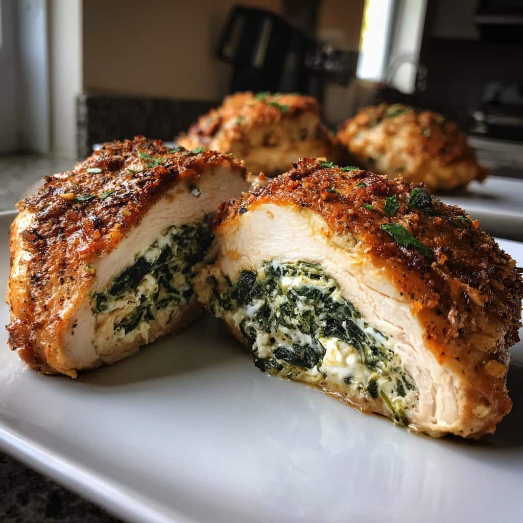 air fryer spinach and feta stuffed chicken breast delights - detail 1
