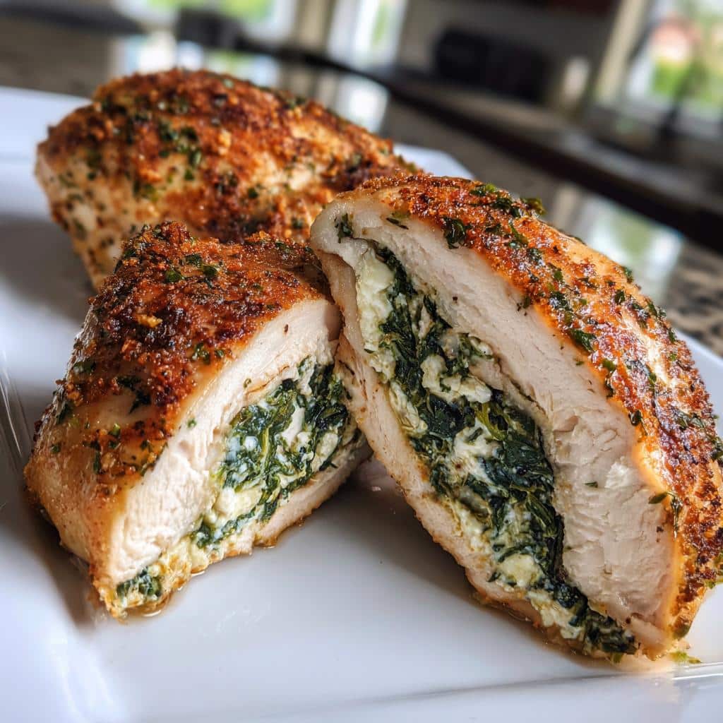 air fryer spinach and feta stuffed chicken breast delights