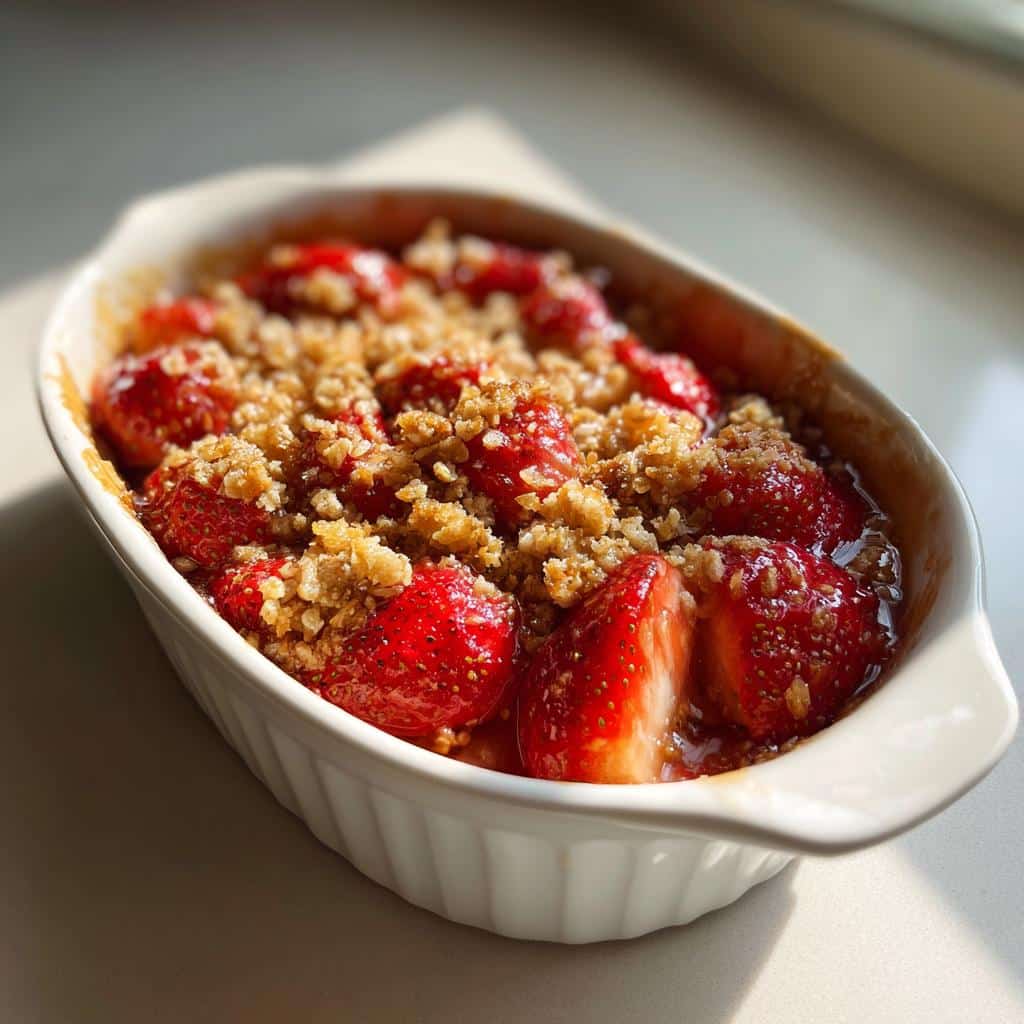 air fryer strawberry crisp 3 ingredient - detail 1