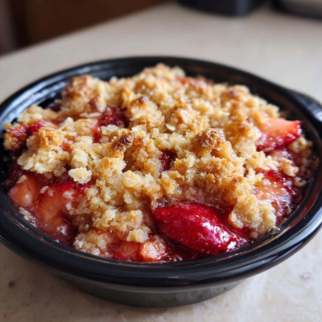 air fryer strawberry crisp 5 ingredient - detail 1