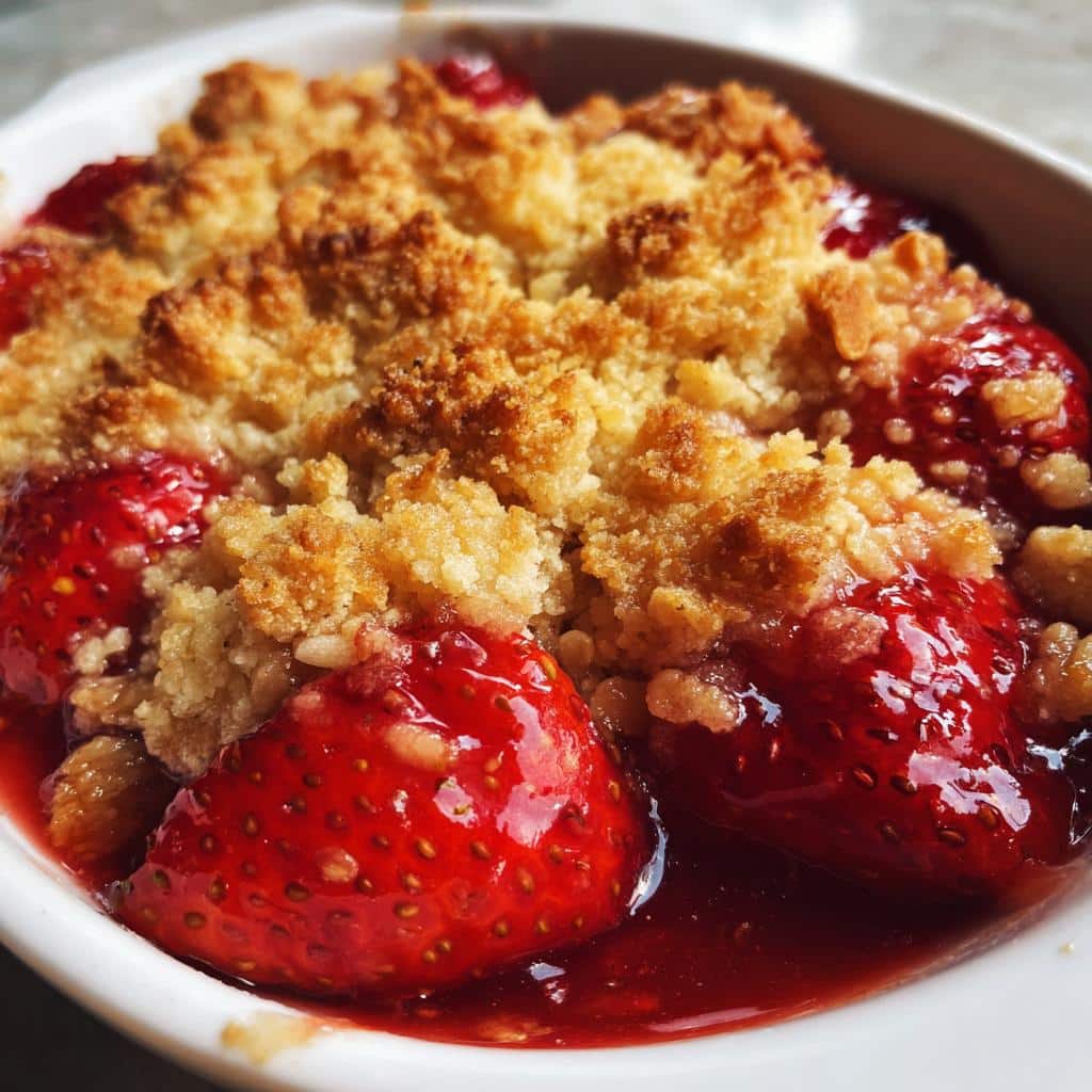 air fryer strawberry crisp gooey - detail 1