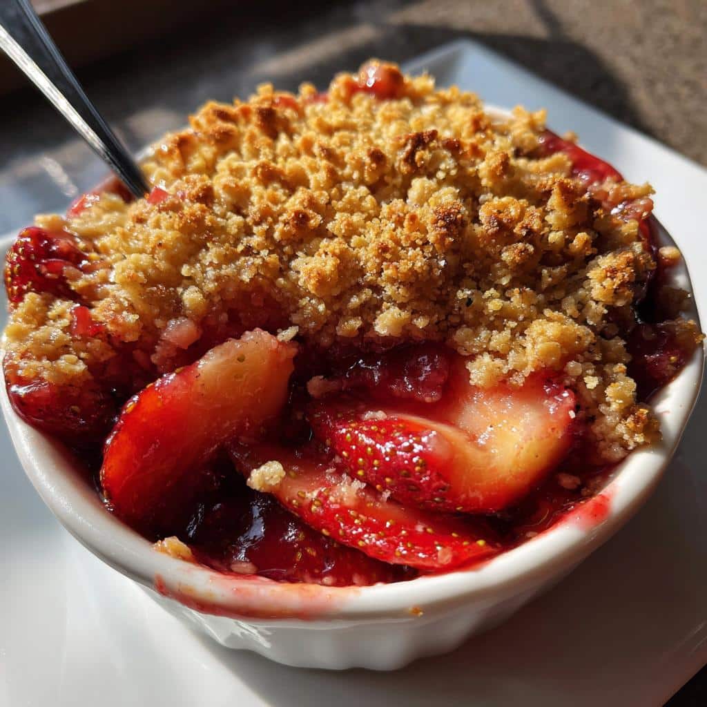 air fryer strawberry crisp gooey