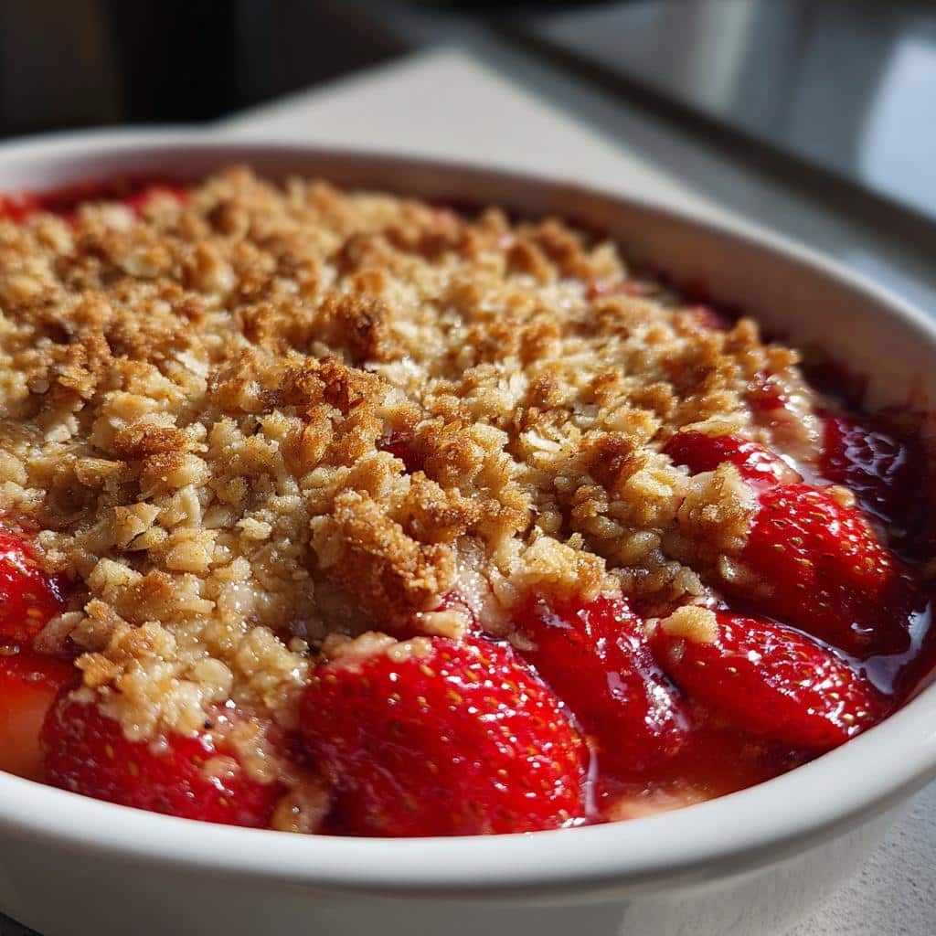 air fryer strawberry crisp homemade - detail 1