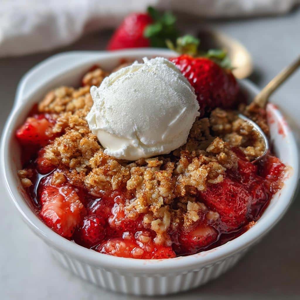 air fryer strawberry crisp winter dessert - detail 1